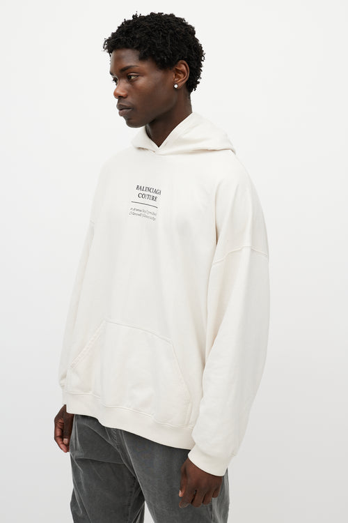 Balenciaga Cream & Black Couture Address Oversized Hoodie