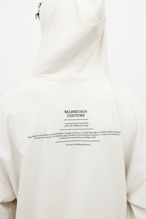 Balenciaga Cream & Black Couture Address Oversized Hoodie