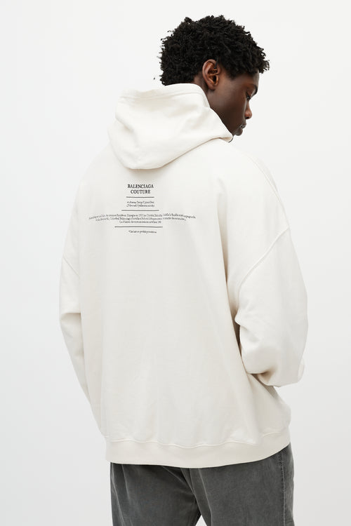 Balenciaga Cream & Black Couture Address Oversized Hoodie