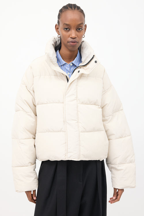 Balenciaga Cream Cropped Puffer Jacket