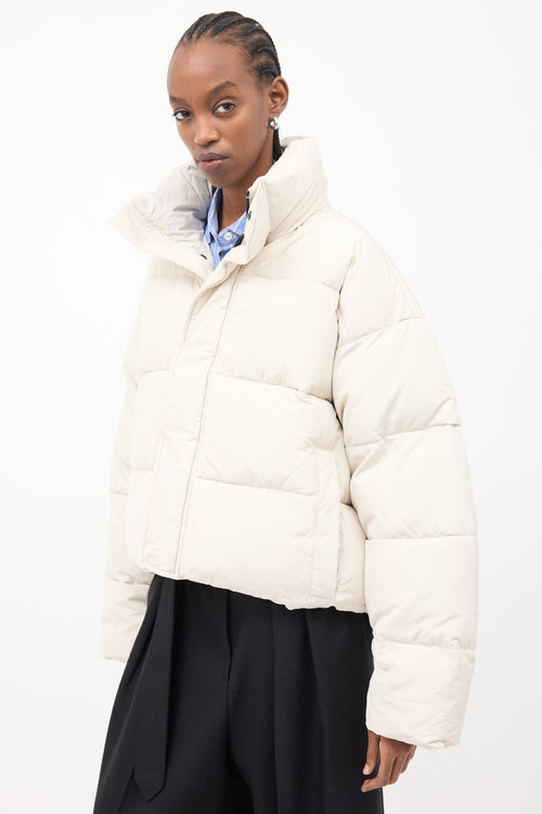 Balenciaga Cream Cropped Puffer Jacket