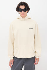 Balenciaga Cream Embroidered Logo Pullover Hoodie