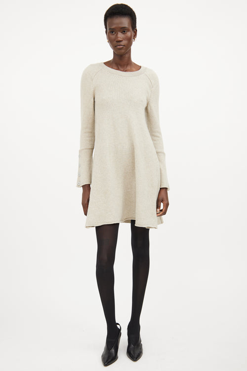 Balenciaga Grey Wool Knit Sweater Dress