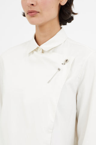 Balenciaga Cream & Silver Brooch Shirt