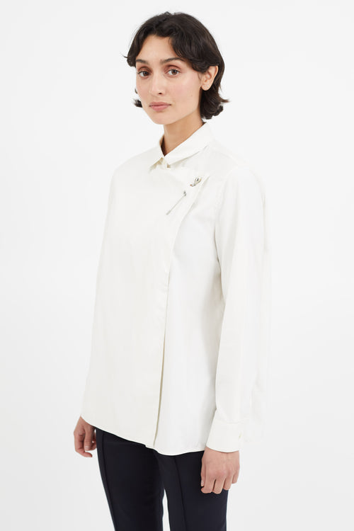 Balenciaga Cream & Silver Brooch Shirt