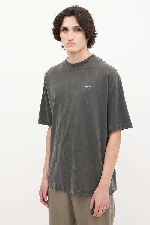 Balenciaga Dark Grey Archetype Logo Oversized T-Shirt