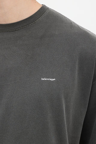 Balenciaga Dark Grey Archetype Logo Oversized T-Shirt