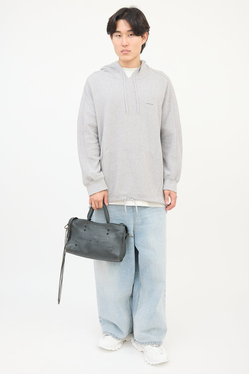 Balenciaga Dark Grey Leather Blackout City Bag