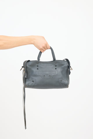 Balenciaga Dark Grey Leather Blackout City Bag