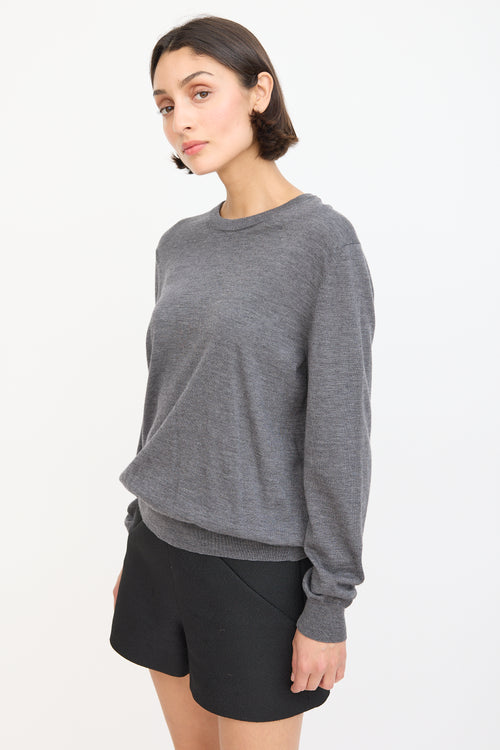 Balenciaga Dark Grey Wool Back Logo Sweater