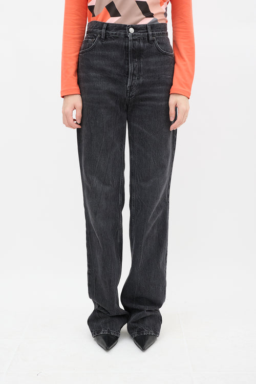 Balenciaga Dark Wash Wide Leg Jeans