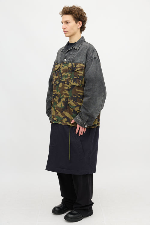 Balenciaga Denim Camouflage Hybrid Coat