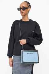 Balenciaga Denim Logo Pochette Bag