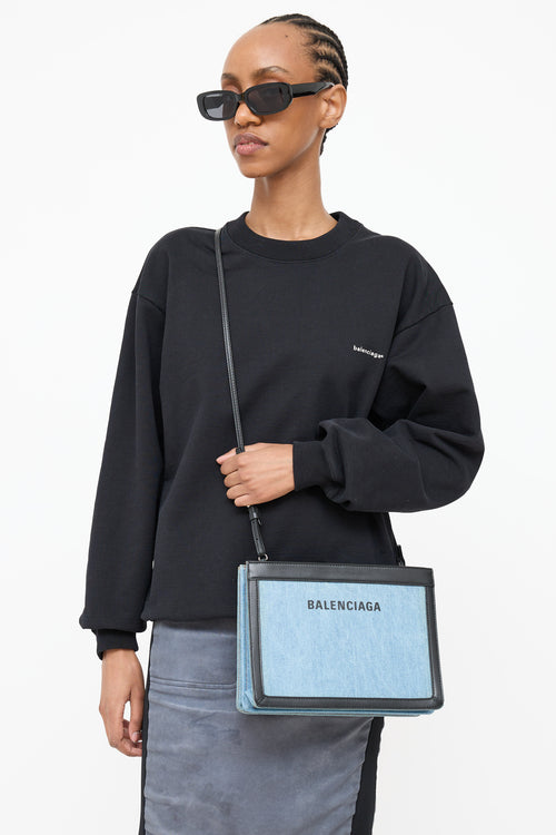 Balenciaga Denim Logo Pochette Bag