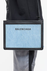 Balenciaga Denim Logo Pochette Bag