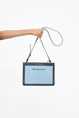 Balenciaga Denim Logo Pochette Bag