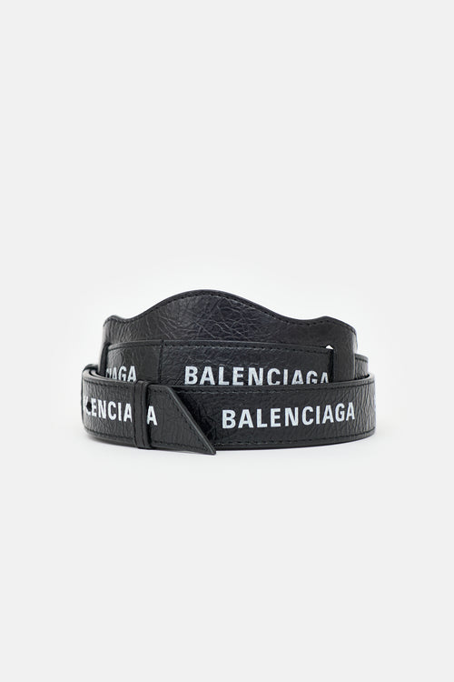 Balenciaga Distressed Leather Logo Bag Strap