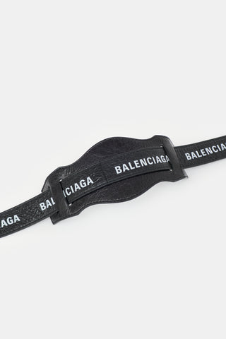 Balenciaga Distressed Leather Logo Bag Strap
