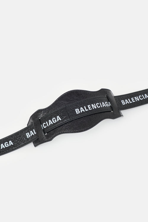 Balenciaga Distressed Leather Logo Bag Strap