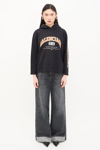 Balenciaga Distressed Maison Logo Hoodie