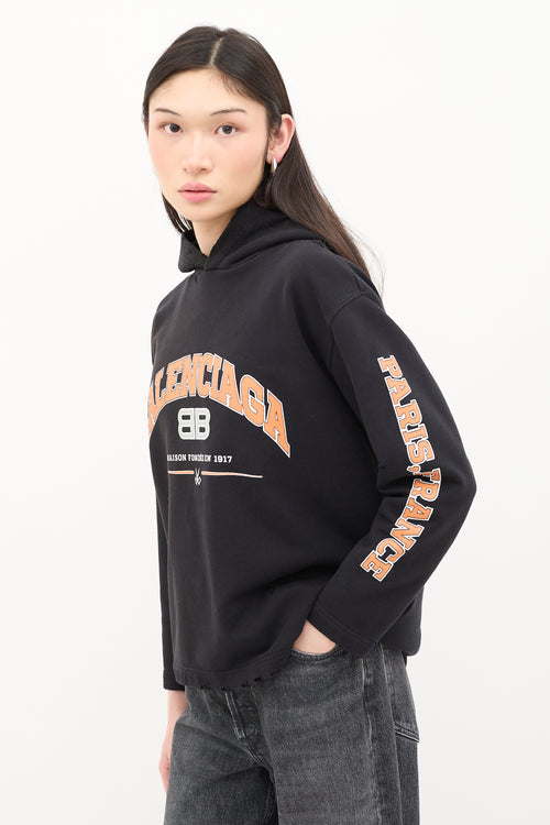 Balenciaga Distressed Maison Logo Hoodie