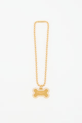 Balenciaga Embellished Logo Bone Necklace