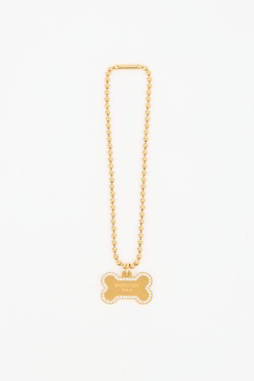 Balenciaga Embellished Logo Bone Necklace