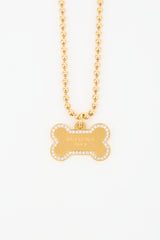 Balenciaga Embellished Logo Bone Necklace