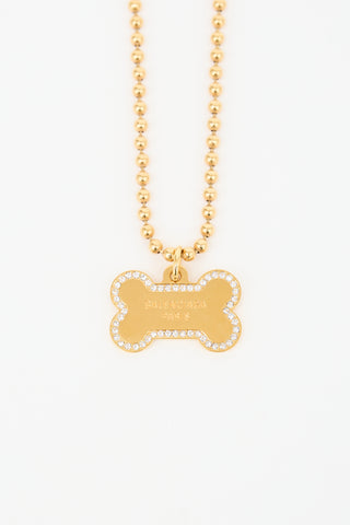 Balenciaga Embellished Logo Bone Necklace