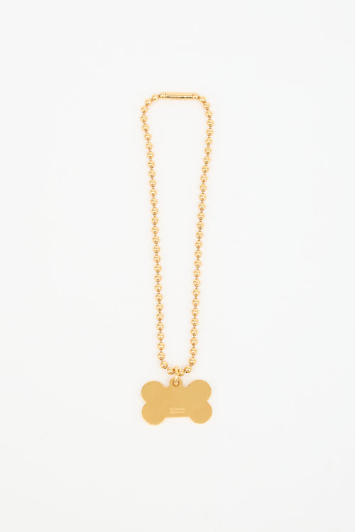 Balenciaga Embellished Logo Bone Necklace