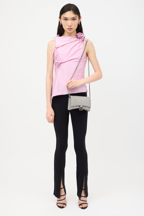 Balenciaga Embossed Leather Hourglass Wallet On Chain