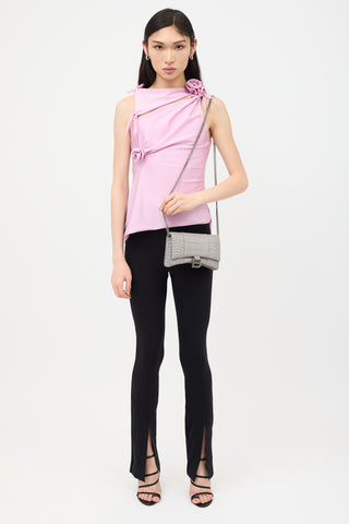 Balenciaga Embossed Leather Hourglass Wallet On Chain