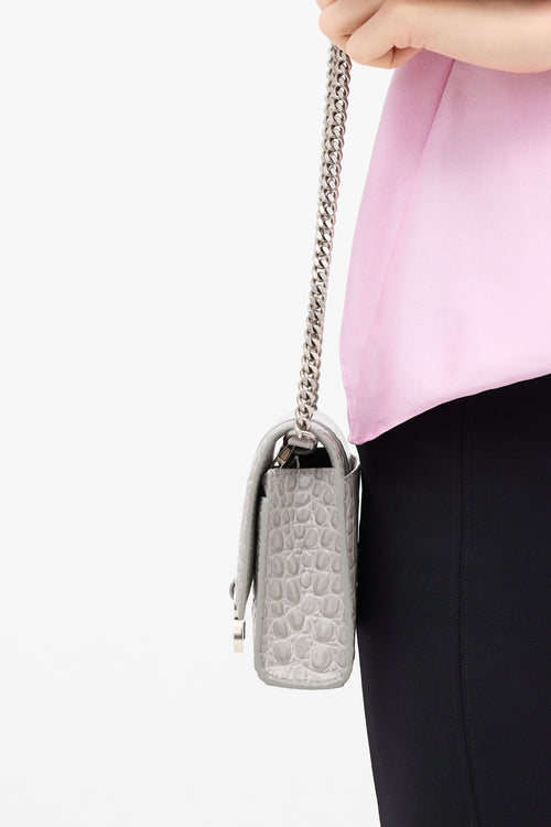 Balenciaga Embossed Leather Hourglass Wallet On Chain