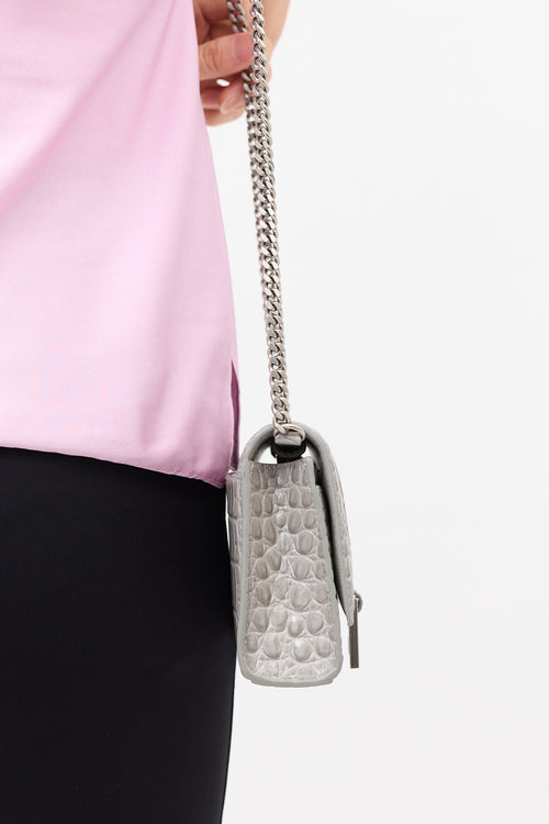 Balenciaga Embossed Leather Hourglass Wallet On Chain