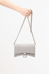 Balenciaga Embossed Leather Hourglass Wallet On Chain