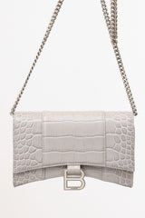 Balenciaga Embossed Leather Hourglass Wallet On Chain