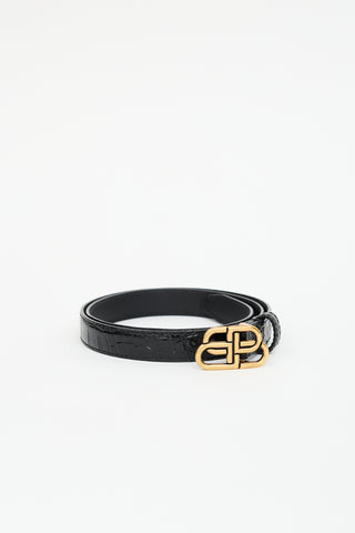Balenciaga Embossed Patent BB Logo Belt