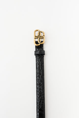 Balenciaga Embossed Patent BB Logo Belt