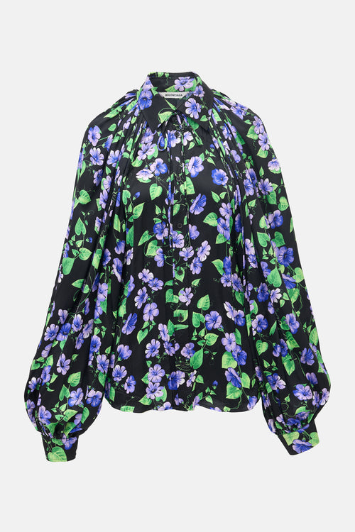 Balenciaga FW 2020 Silk Floral Blouse