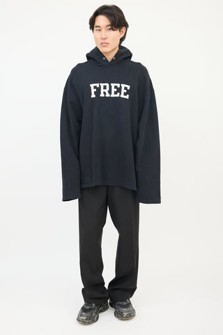 Balenciaga FW 2021 Black Free Logo Oversized Hoodie