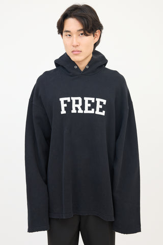 Balenciaga FW 2021 Black Free Logo Oversized Hoodie