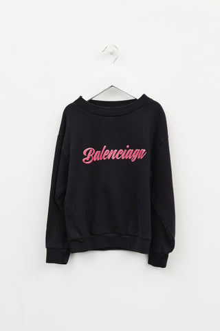 Balenciaga Kids Faded Black Logo Sweatshirt