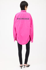 Balenciaga Fuchsia Cotton Logo Shirt