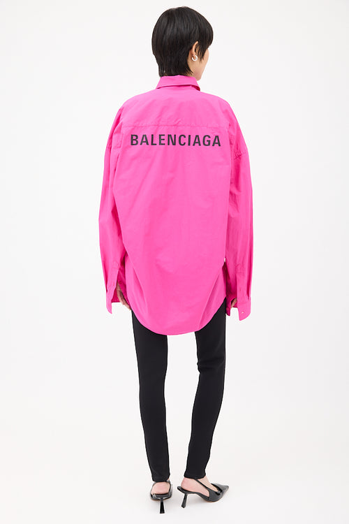 Balenciaga Fuchsia Cotton Logo Shirt