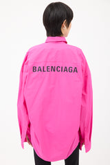 Balenciaga Fuchsia Cotton Logo Shirt