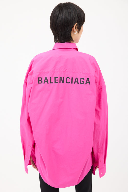 Balenciaga Fuchsia Cotton Logo Shirt