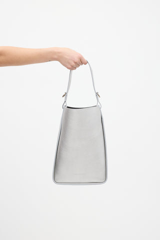 Balenciaga Silver Leather Small Tool 2.0 Tote Bag