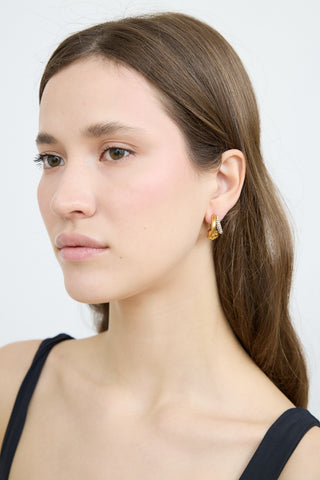 Balenciaga Gold Crystal Double Hoop Earrings