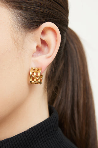 Balenciaga Brass Plated BB Hoop Earrings