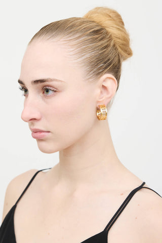 Balenciaga Gold Logo Hoop Earring